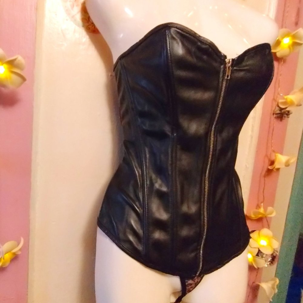 Faux Leather (2XL) Zip Front Overbust Corset - bundle 2 for $20 option